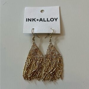 INK+ALLOY Gold and Silver Beaded Fringe Earrings